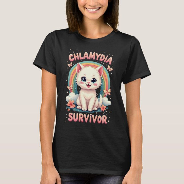 Camiseta Funny Chlamydia Survivor Cat Meme Jokes Men women  (Anverso)