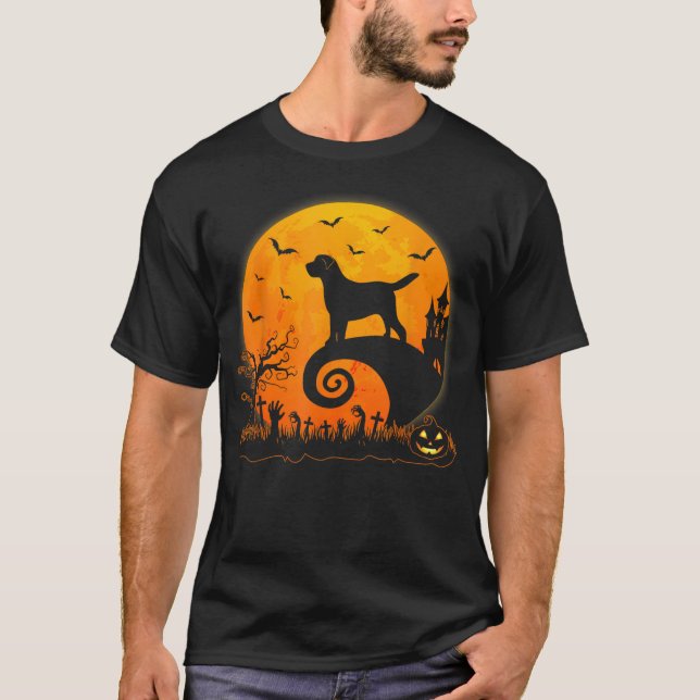 Camiseta Funny Chocolate Lab Dog Moon Halloween Dog Lover (Anverso)