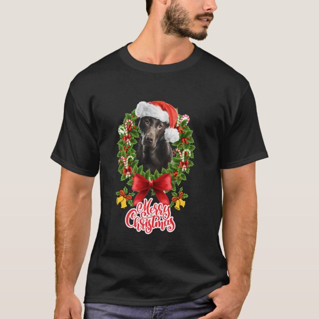 Camiseta Funny Chocolate Lab Perro Feliz Navidad Fiesta Fam (Anverso)