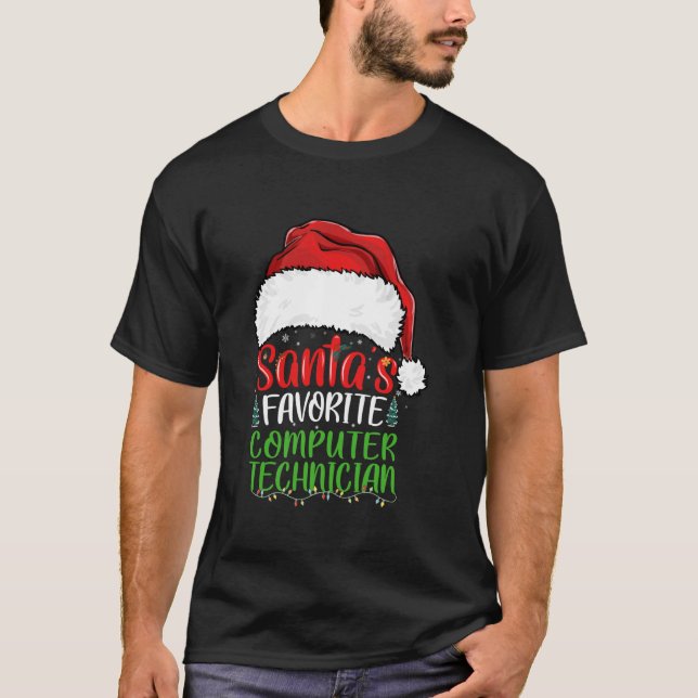 Camiseta Funny Christm, Técnico de Computación Favorito de  (Anverso)