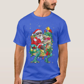 Camiseta Funny Christmas 2022 Santa Riding T rex Men Boys X