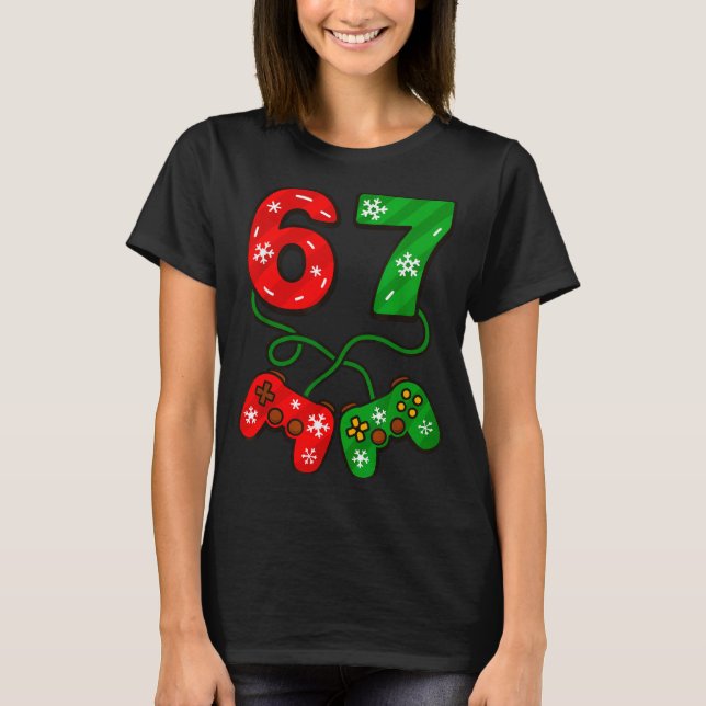 Camiseta Funny Christmas 67 Meme Six Seven Video Games Game (Anverso)