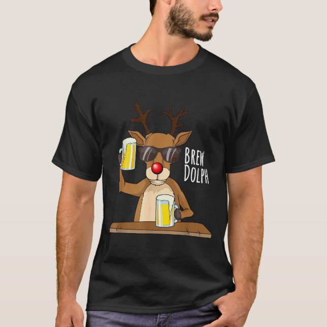 Camiseta Funny Christmas Alcohol Shirt. Brew Dolph Beer Dri (Anverso)