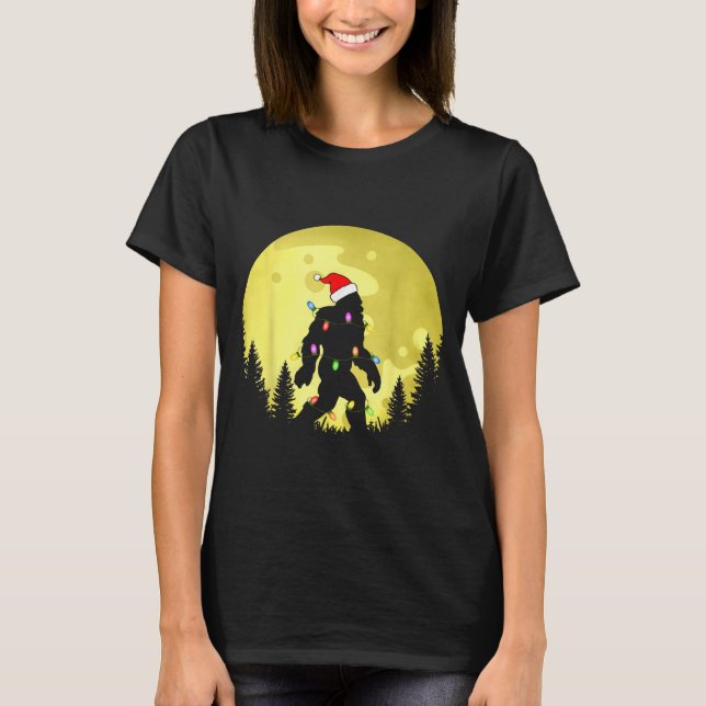 Camiseta Funny Christmas Bigfoot Santa Hat Moon Sasquatch M (Anverso)