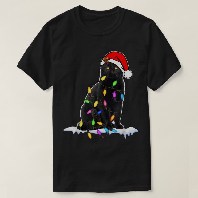 Camiseta Funny Christmas Black Cat Design (Diseño del anverso)