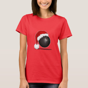Camiseta Funny Christmas Bowling Ball Santa hat - bowl fan
