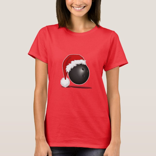 Camiseta Funny Christmas Bowling Ball Santa hat - bowl fan (Anverso)