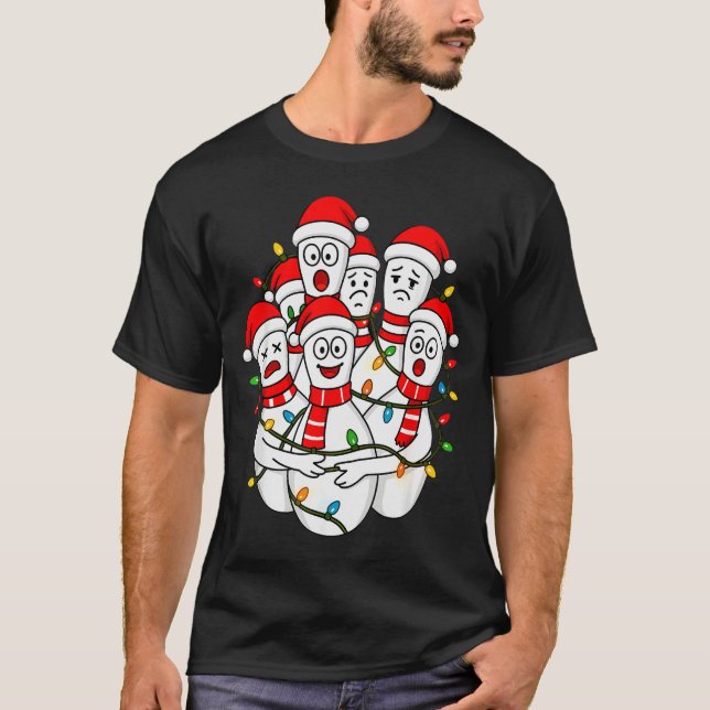 Camiseta Funny Christmas Bowling Santa Bowling Ns Team Men  (Anverso)