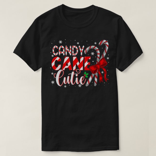 Camiseta Funny Christmas Candy Cane Cutie  Girls Xmas Pajam (Diseño del anverso)