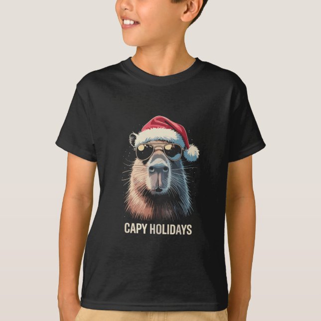 Camiseta Funny Christmas Capy Holidays Xmas Capybara  (Anverso)