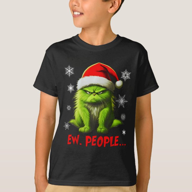 Camiseta Funny Christmas Cat Ew People Meowy Cat Lovers Men (Anverso)
