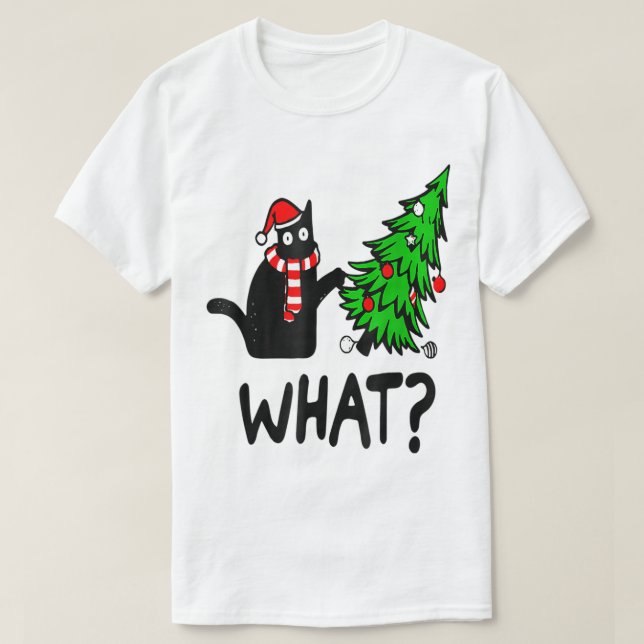 Camiseta Funny Christmas Cat Tree Design (Diseño del anverso)