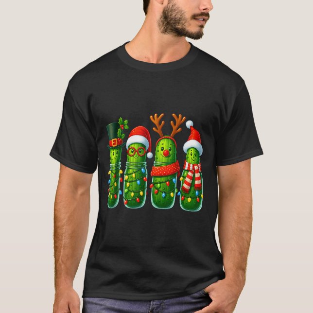 Camiseta Funny Christmas Ckles With Santa Hats And Lights  (Anverso)