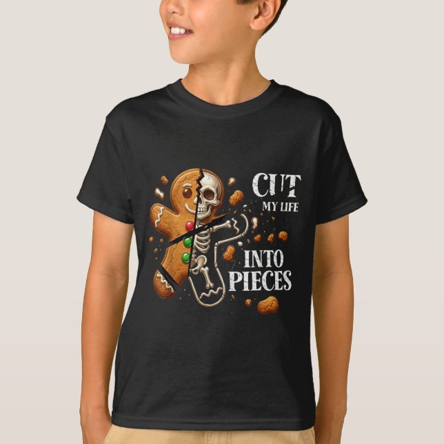 Camiseta Funny Christmas Cut My Life Into Eces Gingerbread  (Anverso)