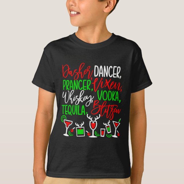 Camiseta Funny Christmas Dasher Dancer Prancer Vixen Whiske (Anverso)