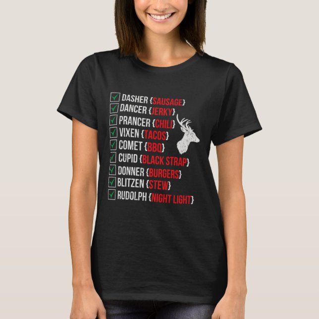 Camiseta Funny Christmas Deer Hunters Santas Reindeer Meat  (Anverso)