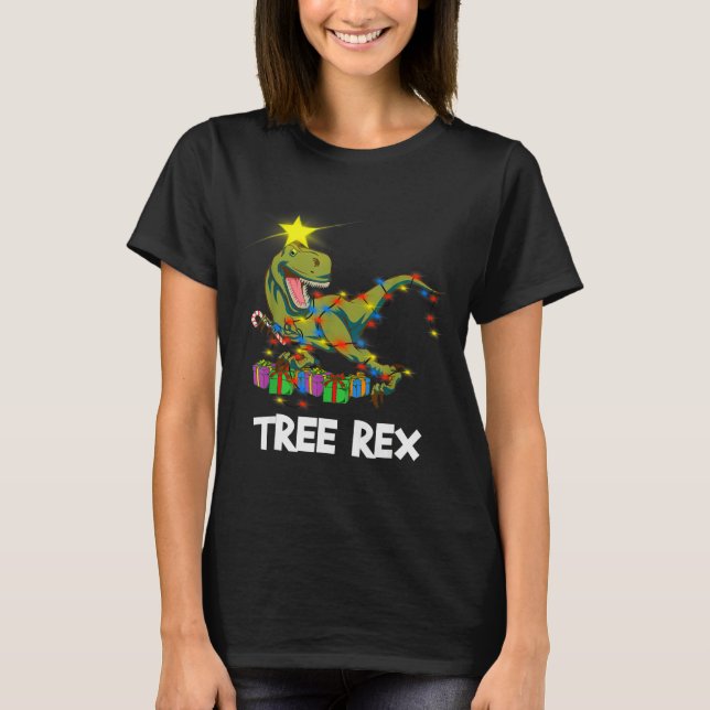 Camiseta Funny Christmas Dinosaur Tree Rex Men Women Kids G (Anverso)