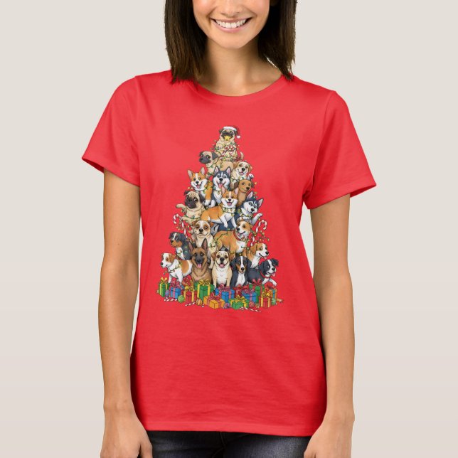 Camiseta Funny Christmas Dog Tree Design (Anverso)