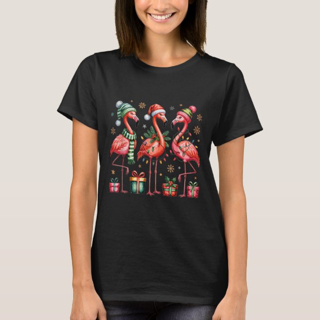 Camiseta Funny Christmas Flamingos  (Anverso)