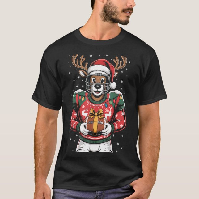 Camiseta Funny Christmas Football Reindeer  (Anverso)