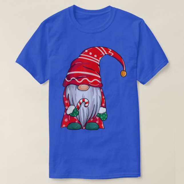 Camiseta Funny Christmas Gnome Holding Candy Cane  (Diseño del anverso)