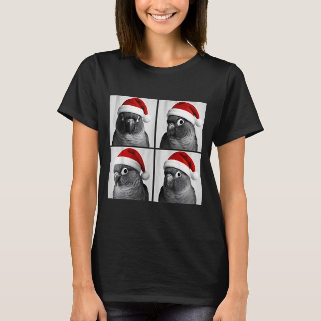 Camiseta Funny Christmas Green Cheek Conure Santa Photo Boo (Anverso)