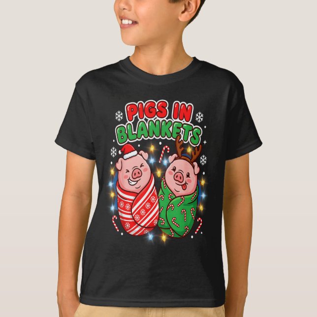 Camiseta Funny Christmas Gs In Blankets Festive Food Pun  (Anverso)
