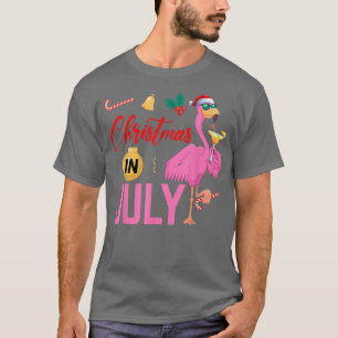 Camiseta Funny Christmas In July Santa Claus Flamingo Summe