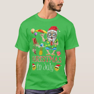 Camiseta Funny Christmas In July, Santa Hawaiian summer vac