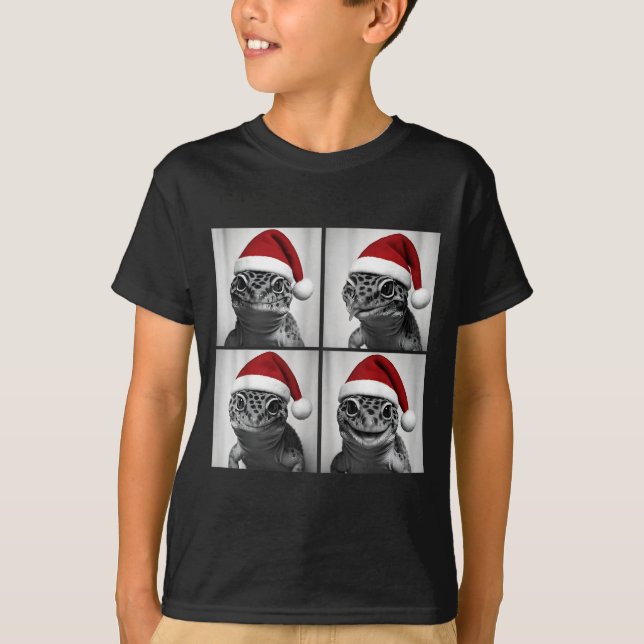 Camiseta Funny Christmas Leopard Gecko Santa Photo Booth  (Anverso)