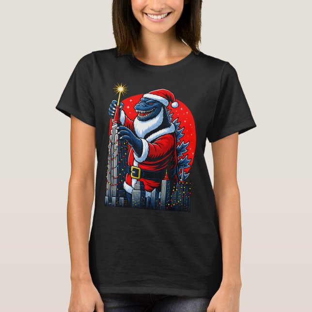 Camiseta Funny Christmas Monster Santazilla Holiday Dinosau (Anverso)
