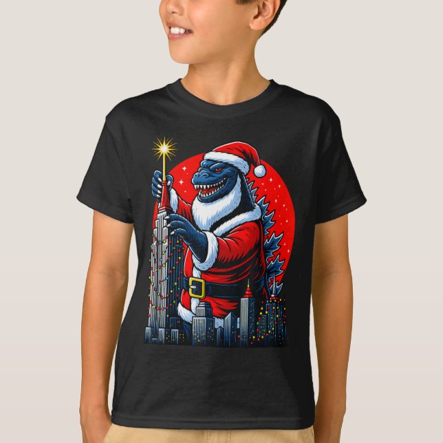 Camiseta Funny Christmas Monster Santazilla Holiday Dinosau (Anverso)