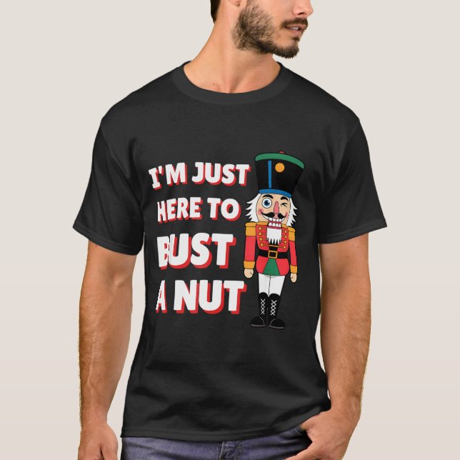 Camiseta Funny Christmas Nutcracker- Bust A Nut Funny Mens  (Anverso)