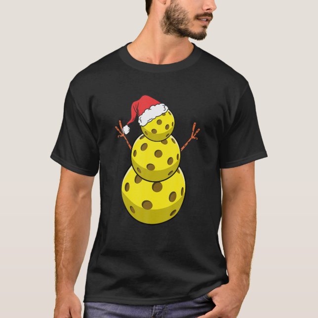 Camiseta Funny Christmas Pickleball Snowman Pickleball Play (Anverso)