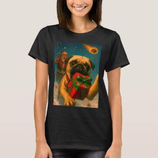 Camiseta Funny Christmas Pug Shirt - Selfie With Santa Xmas