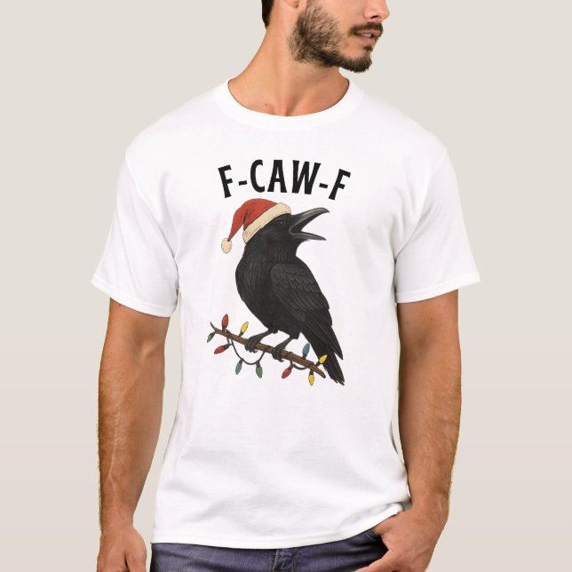 Camiseta Funny Christmas Raven Crow Santa Hat F-CAW-F adult (Anverso)