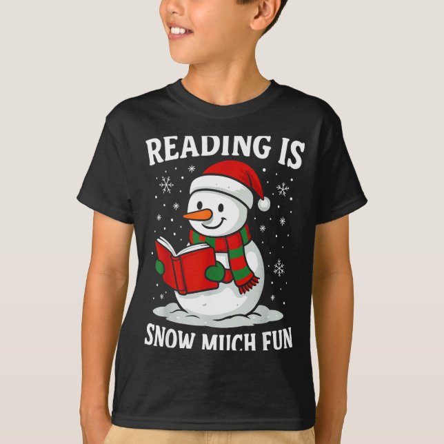 Camiseta Funny Christmas Reading Is Snow Much Snowman Book  (Anverso)