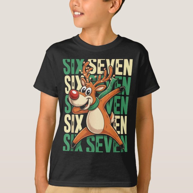 Camiseta Funny Christmas Reindeer Dabbing Xmas Dab Six Seve (Anverso)