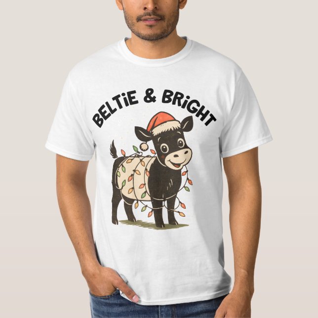 Camiseta Funny Christmas Retro Belted Galloway Beltie (Anverso)