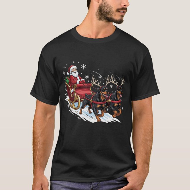 Camiseta Funny Christmas Rottweiler Dogs Lover Xmas (Anverso)