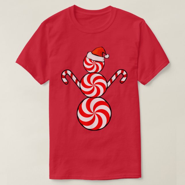 Camiseta Funny Christmas s Peppermint Candy Snowman  (Diseño del anverso)