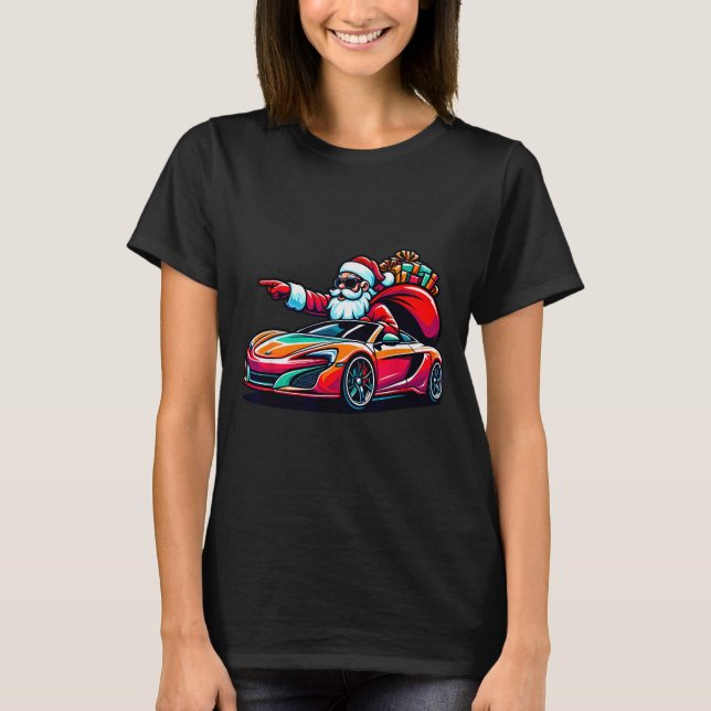 Camiseta Funny Christmas Santa Claus Driving Srt Car Xmas P (Anverso)