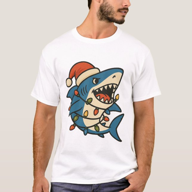 Camiseta Funny Christmas Shark Santa Hat (Anverso)