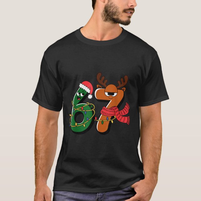 Camiseta Funny Christmas Six Seven 67 Meme 6 7, Holiday Paj (Anverso)