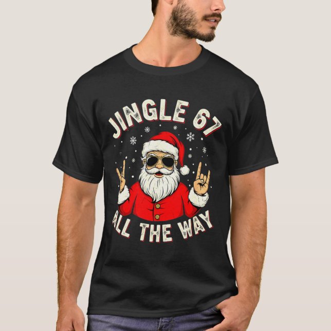 Camiseta Funny Christmas Six Seven Santa Rock N' Roll Hands (Anverso)