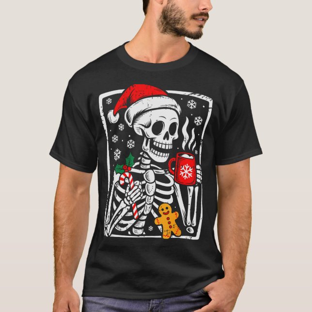 Camiseta Funny Christmas Skeleton Hot Chocolate Xmas Men Wo (Anverso)