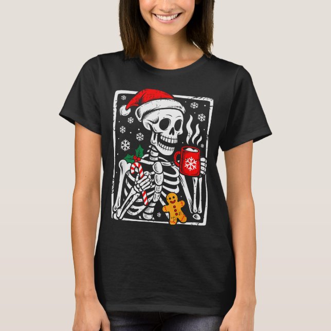 Camiseta Funny Christmas Skeleton Hot Chocolate Xmas Men Wo (Anverso)