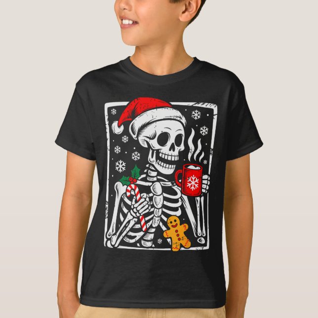 Camiseta Funny Christmas Skeleton Hot Chocolate Xmas Men Wo (Anverso)