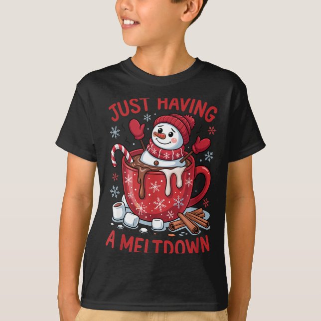 Camiseta Funny Christmas Snowman Hot Chocolate Just Having  (Anverso)