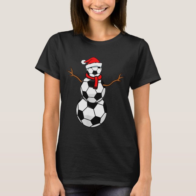 Camiseta Funny Christmas Soccer Santa Snowman  (Anverso)